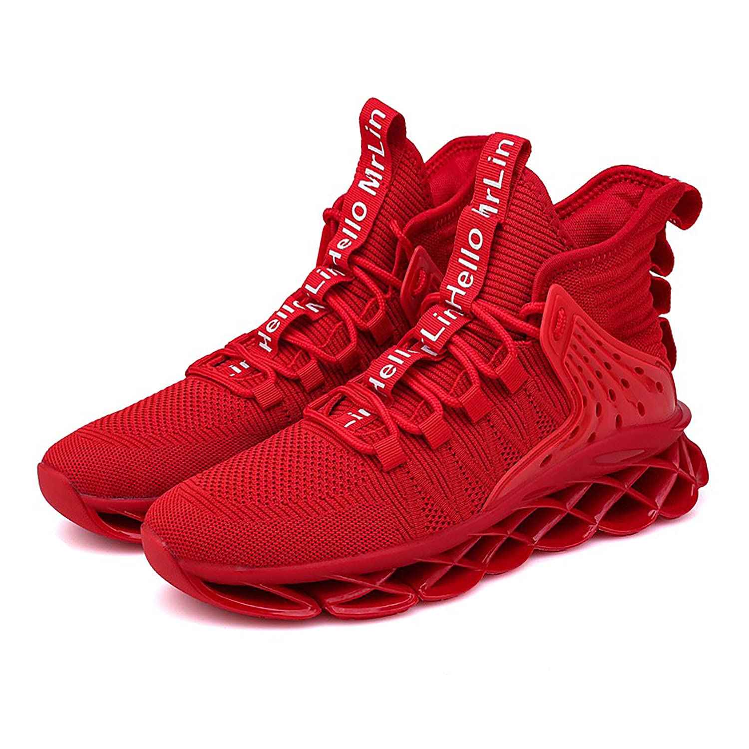 DUDHUH Running Shoes for Men Comfortable Athletic Cross Trainer Casual Walking Fashion Mens Tennis Sock Sneakers Red