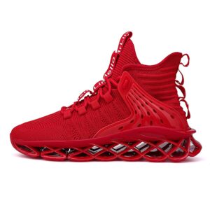 DUDHUH Running Shoes for Men Comfortable Athletic Cross Trainer Casual Walking Fashion Mens Tennis Sock Sneakers Red