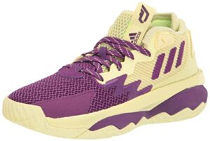 adidas unisex dame 8 basketball shoe, yellow tint/glory purple/signal green, 11.5 us men