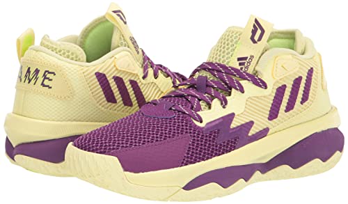 adidas Unisex Dame 8 Basketball Shoe, Yellow Tint/Glory Purple/Signal Green, 11.5 US Men