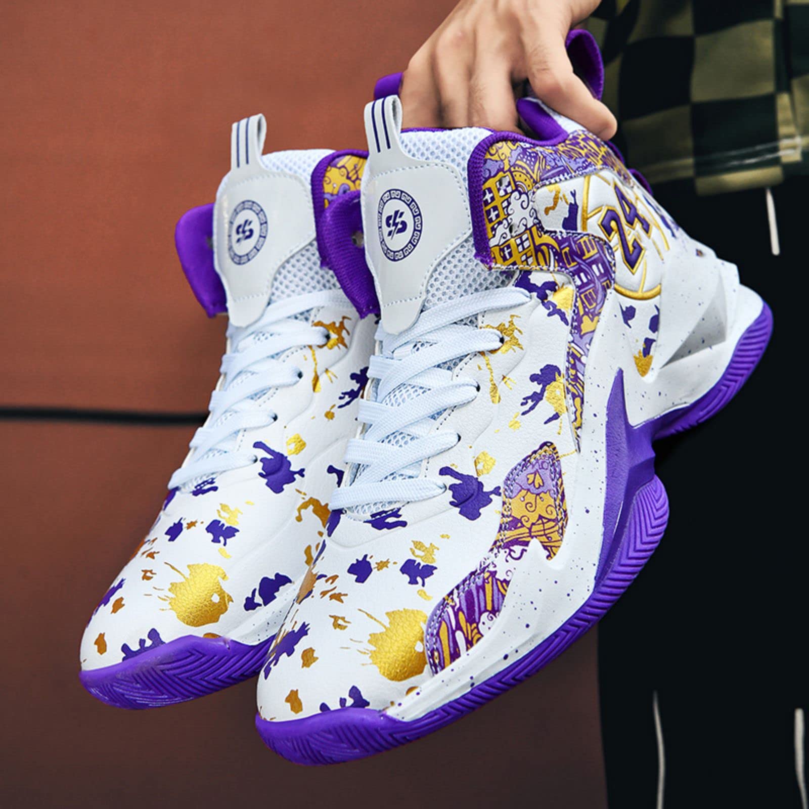 Ucilxi New wear-Resistant high top Basketball Shoes White Purple