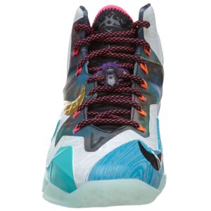 Nike Mens Lebron XI Premium "What the Lebron" Black/Lava/Silver-Galaxy Blue Synthetic Basketball Shoes Size 11