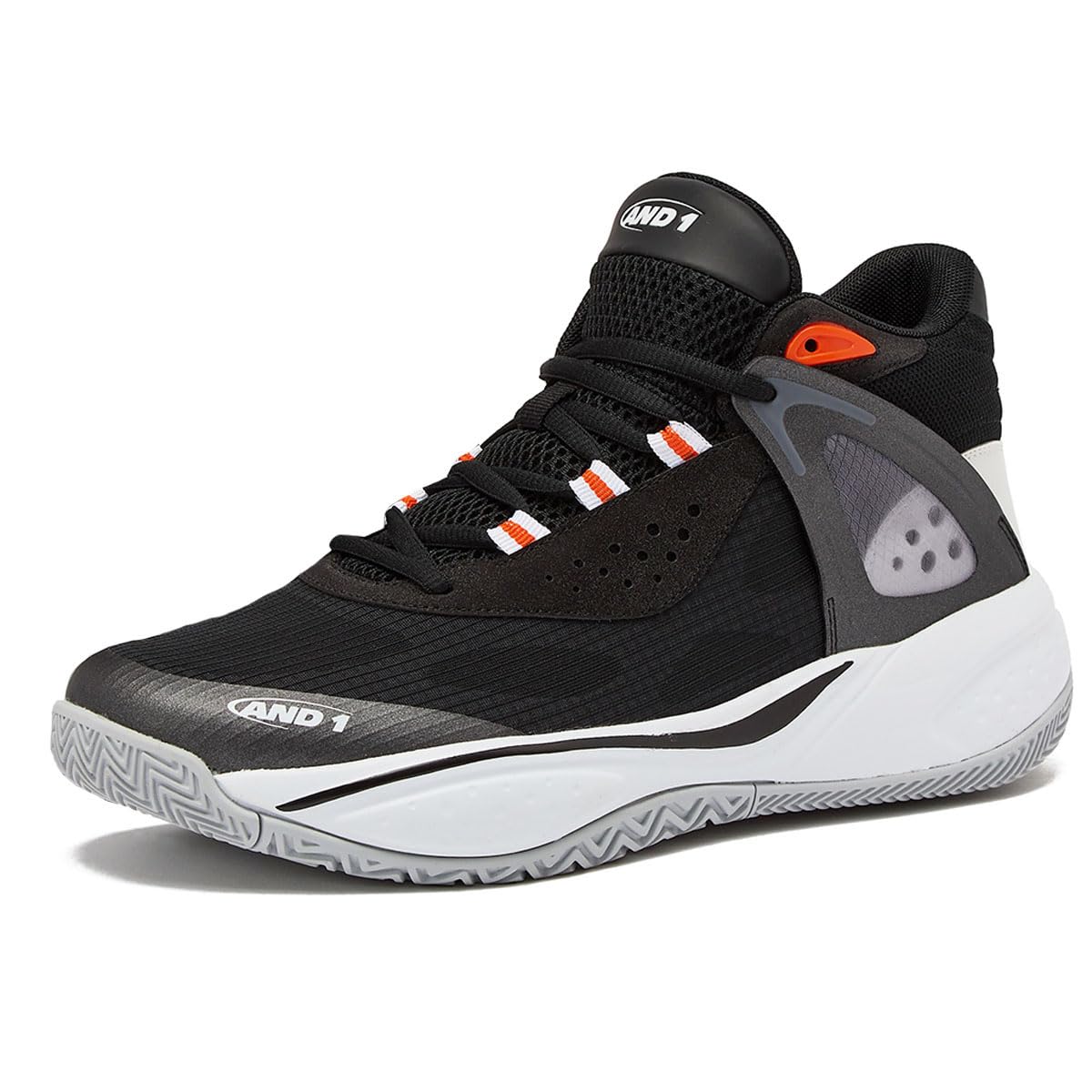 AND1 Revel Mid Men’s Basketball Shoes, Indoor or Outdoor Basketball Sneakers for Men, Street or Court - Black, 8.5 Medium