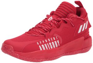 adidas unisex dame 7 extply basketball shoe, scarlet/white/silver metallic, 8 us men