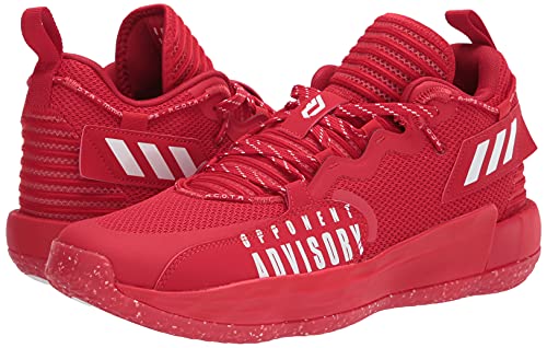 adidas Unisex Dame 7 Extply Basketball Shoe, Scarlet/White/Silver Metallic, 8 US Men