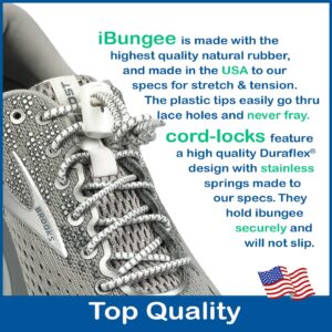 IBUNGEE LACES (Elastic No Tie Shoelaces (Reflective), (White, 22-Inch)