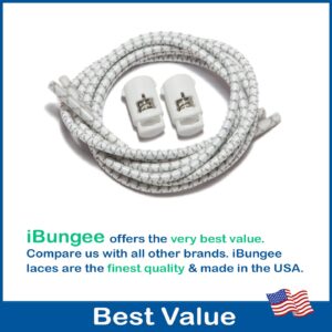 IBUNGEE LACES (Elastic No Tie Shoelaces (Reflective), (White, 22-Inch)