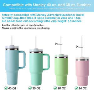 6 Pack Replacement Straws for Stanley 30oz 40 oz Cup Tumbler，Reusable Extra Long Silicone Straws with Cleaning Brush, Compatible with Stanley Quencher H2.0 Flowstate Tumbler(12.2 inch Long,Clear)