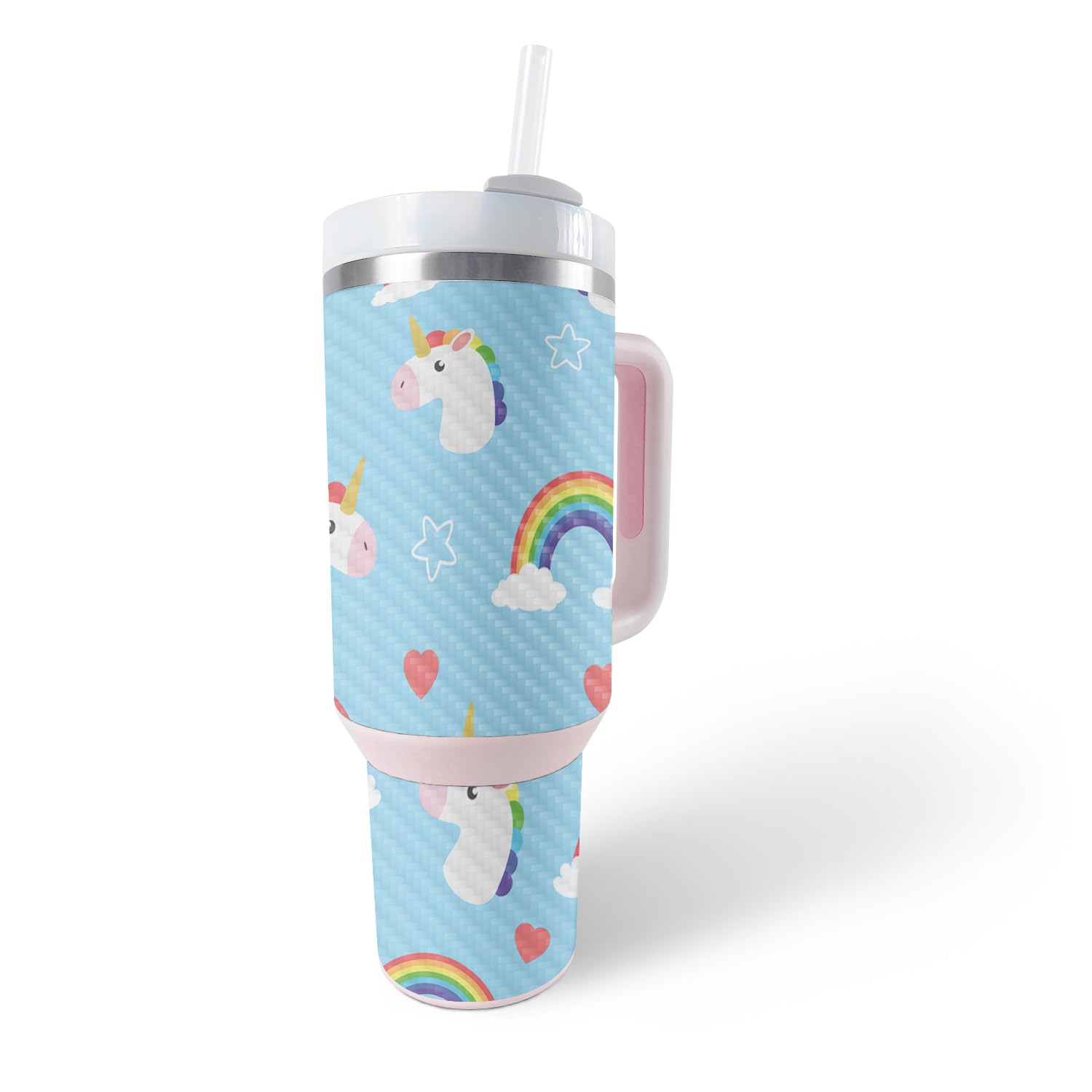 MightySkins Carbon Fiber Skin Compatible with Stanley The Quencher H2.0 FlowState 40 Oz Tumbler - Unicorn Perfection | Protective, Durable Textured Carbon Fiber Finish | Easy to Apply