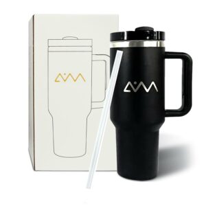 AVM 40 oz Tumbler with Handle and Straw, Vacuum Insulated Stainless Steel Travel Mug for Hot and Cold Drinks, H2.0 Flowstate Technology Quencher Tumbler with Straw and Leakproof Lid