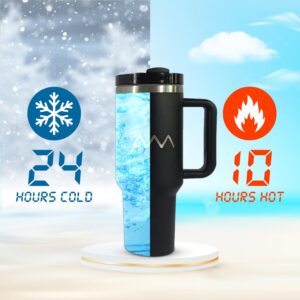 AVM 40 oz Tumbler with Handle and Straw, Vacuum Insulated Stainless Steel Travel Mug for Hot and Cold Drinks, H2.0 Flowstate Technology Quencher Tumbler with Straw and Leakproof Lid