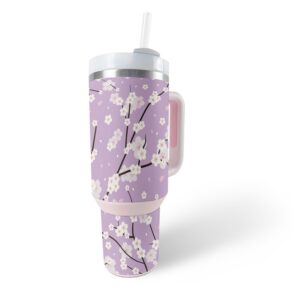 mightyskins skin compatible with stanley the quencher h2.0 flowstate 40 oz tumbler - sakura purple | protective, durable, and unique vinyl decal wrap cover | easy to apply, remove, and change styles