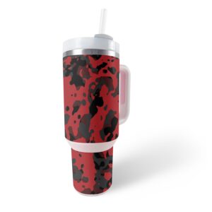 MightySkins Skin Compatible With Stanley The Quencher H2.0 FlowState 40 Oz Tumbler - Red Modern Camo | Protective, Durable, and Unique Vinyl Decal wrap cover | Easy To Apply, Remove, and Change Styles