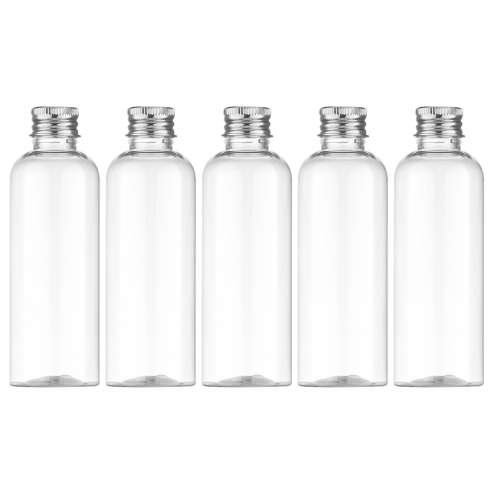 Tekson Travel Bottles 3.4 oz, Travel Size Containers for Shampoo, Empty Travel Mouthwash Bottles with Silvery Screw Cap (100ml, Clear)