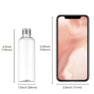 Tekson Travel Bottles 3.4 oz, Travel Size Containers for Shampoo, Empty Travel Mouthwash Bottles with Silvery Screw Cap (100ml, Clear)