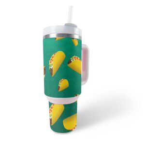 mightyskins skin compatible with stanley the quencher h2.0 flowstate 40 oz tumbler - tacos | protective, durable, and unique vinyl decal wrap cover | easy to apply, remove, and change styles