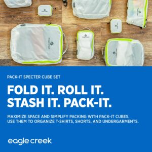 Eagle Creek Pack-It Specter Packing Cubes Set XS/S/M - Durable, Ultra-Lightweight and Water-Resistant Ripstop Fabric Suitcase Organizer Bags for Clothing and Gear, White/Strobe