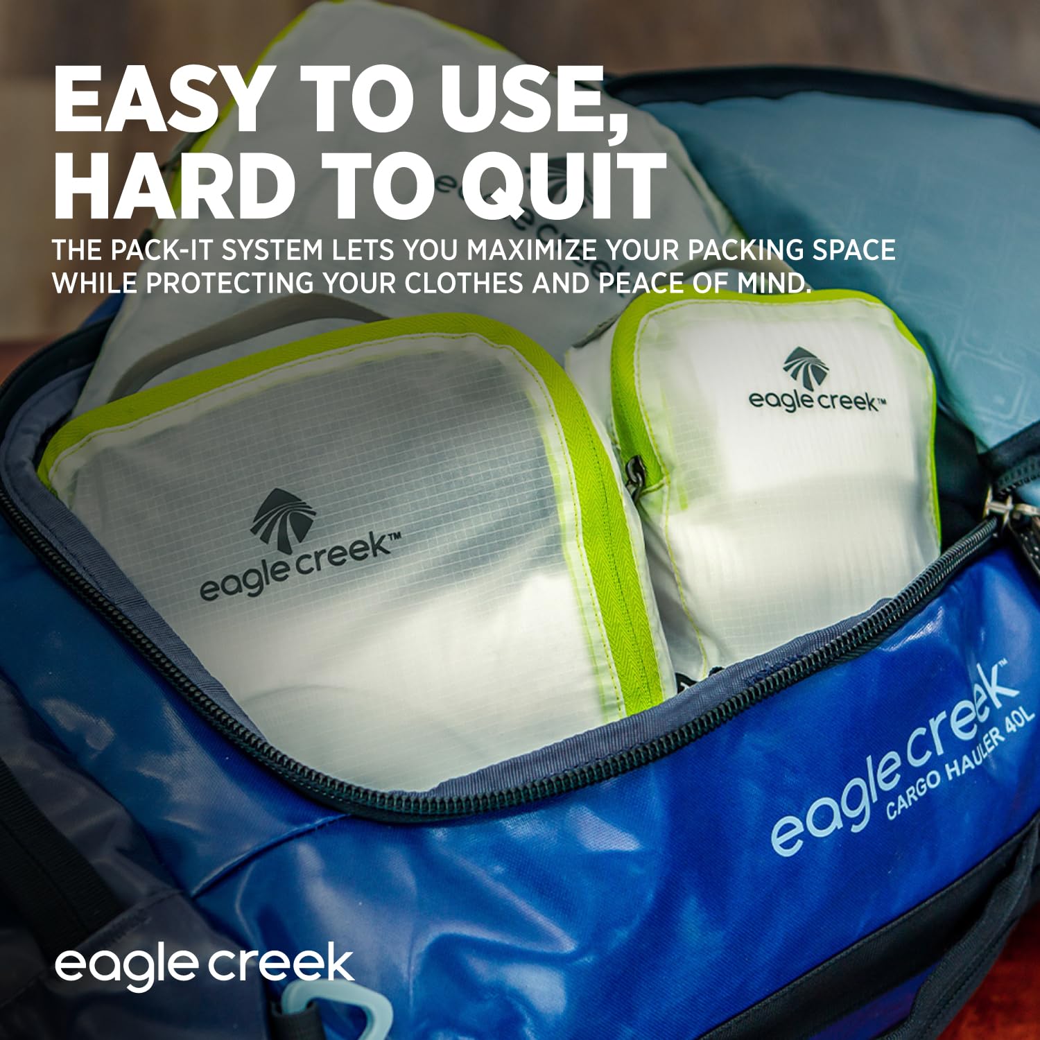 Eagle Creek Pack-It Specter Packing Cubes Set XS/S/M - Durable, Ultra-Lightweight and Water-Resistant Ripstop Fabric Suitcase Organizer Bags for Clothing and Gear, White/Strobe