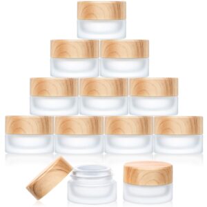 glass cosmetic containers empty sample jars with leak proof lids makeup sample containers for lotion cream cosmetic (10 pieces,5 gram)