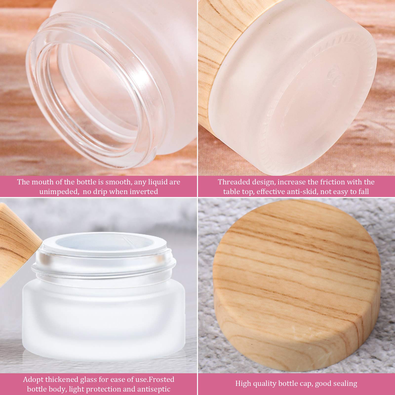 Glass Cosmetic Containers Empty Sample Jars with Leak Proof Lids Makeup Sample Containers for Lotion Cream Cosmetic (10 Pieces,5 Gram)