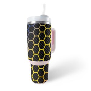 mightyskins carbon fiber skin compatible with stanley the quencher h2.0 flowstate 40 oz tumbler - primary honeycomb | protective, durable textured carbon fiber finish | easy to apply