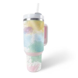 MightySkins Glossy Glitter Skin Compatible with Stanley The Quencher H2.0 FlowState 40 Oz Tumbler - Watercolor White | Protective, Durable High-Gloss Glitter Finish | Easy to Apply