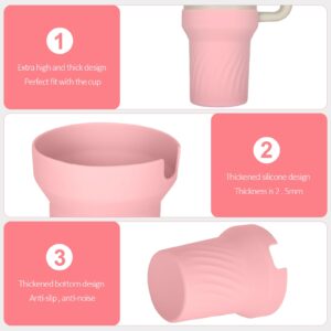 Bravace Silicone Boot for Stanley Cup Accessories, 5pcs Straw Cover Cap Compatible with Stanley 30&40 Oz Tumbler with Handle, Boot Sleeve Cover Fit with Stanley H2.0 FlowState 40oz Tumbler(Pink)