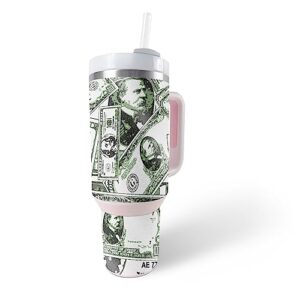 MightySkins Glossy Glitter Skin Compatible With Stanley The Quencher H2.0 FlowState 40 Oz Tumbler - Phat Cash | Protective, Durable High-Gloss Glitter Finish | Easy to Apply, Remove, and Change Styles