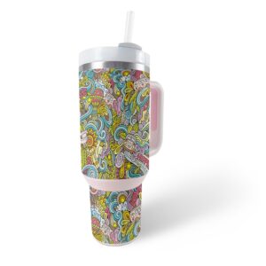 mightyskins skin compatible with stanley the quencher h2.0 flowstate 40 oz tumbler - ultra hippie | protective, durable, and unique vinyl decal wrap cover | easy to apply, remove, and change styles