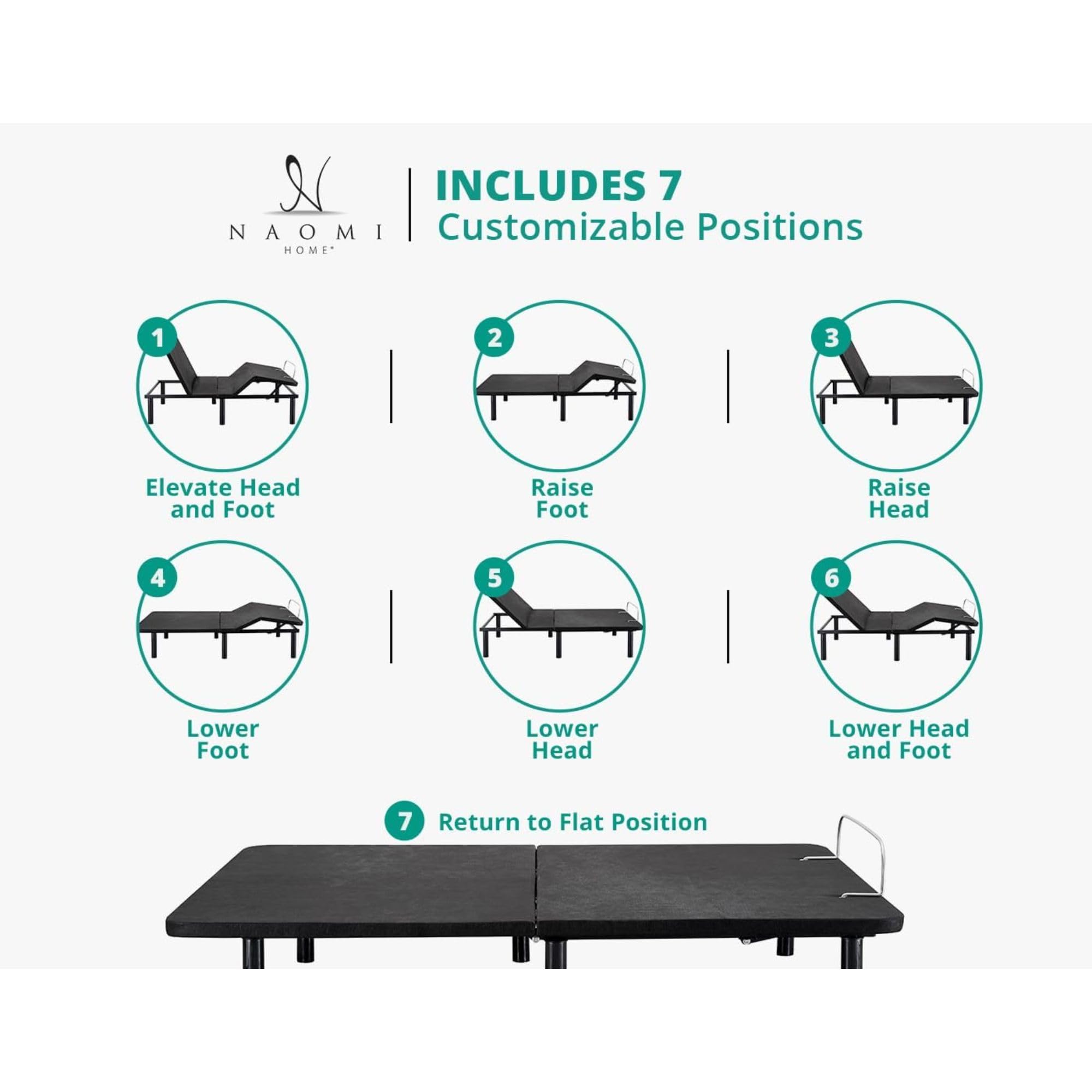 Deep Sleep Enabling Serenity Adjustable Bed Frame Split King, Head & Foot Incline, 7 Adjustable Positions, Wireless Remote, Compact, Zero Gravity Lounge Bed, Electric Bed Base, Easy Assembly - Black