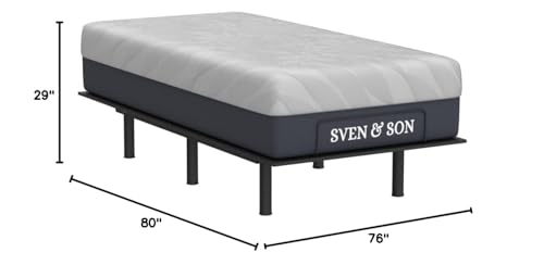 Sven & Son Essential Adjustable Bed Base (Frame) + 14 inch Hybrid Spring Matt (Medium Soft), Easy Assembly, Head and Foot Lift, Memory Positions, Zero Gravity, Wireless Remote - Split King