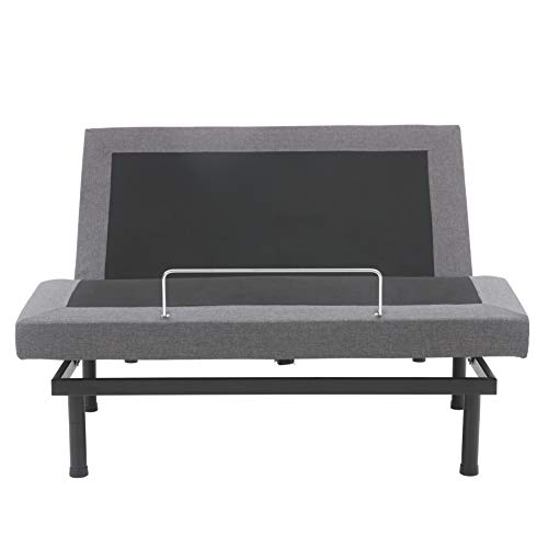 Adjustable Comfort Upholstered Adjustable Bed Base with Massage, Wireless Remote, Three Leg Heights, and USB Ports-Ergonomic, Twin XL, Dark Grey