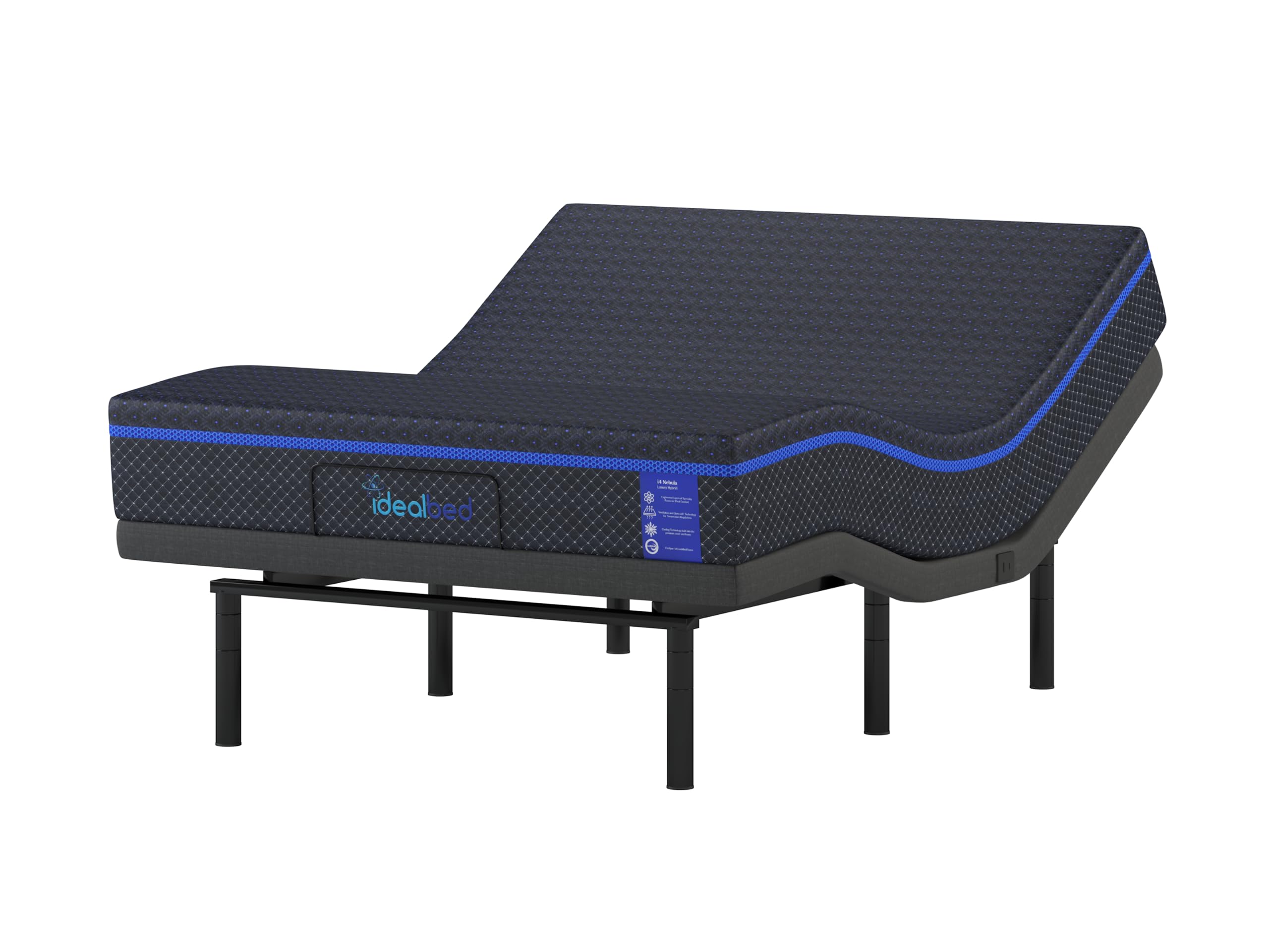 iDealBed S4 Nebula Luxury Hybrid Mattress + 4i Custom Adjustable Bed Sleep System, Comfort, Cooling & Support, Advanced Silent Operation, Massage (Medium Firm, Queen)