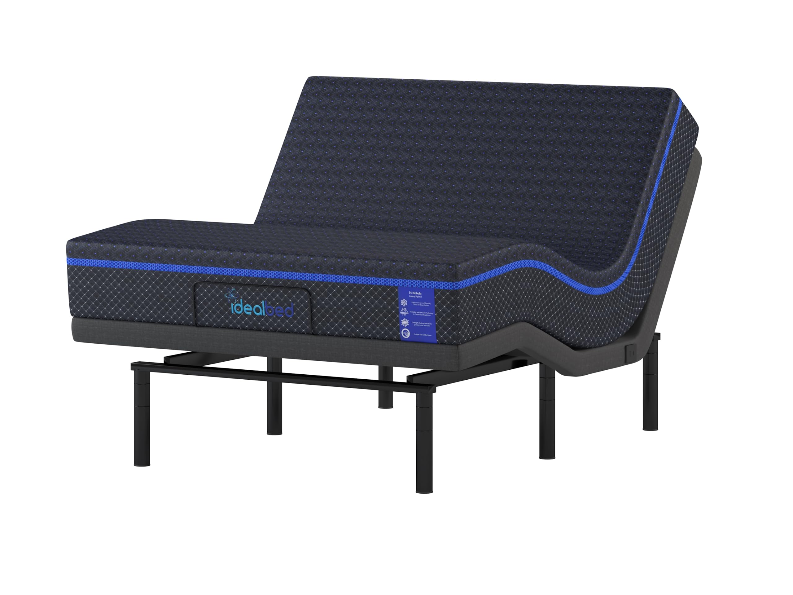 iDealBed S4 Nebula Luxury Hybrid Mattress + 4i Custom Adjustable Bed Sleep System, Comfort, Cooling & Support, Advanced Silent Operation, Massage (Medium Firm, Queen)