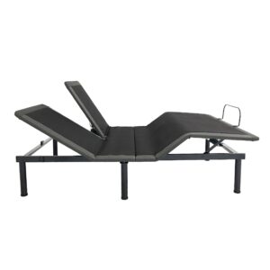 bridgevine home split flex head adjustable bed base frame, individual head incline on either side, wireless remote and voice-activated controls, queen size