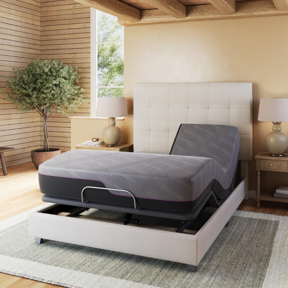 Bridgevine Home Split Flex Head Adjustable Bed Base Frame, Individual Head Incline on Either Side, Wireless Remote and Voice-Activated Controls, Queen Size