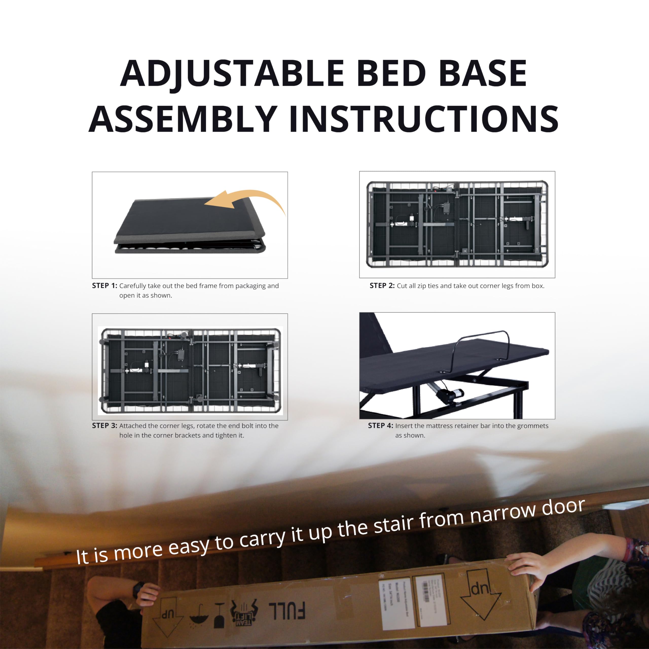 EGOHOME Split King Adjustable Bed Frame with Wireless Remote for Independent Head and Foot Incline, Metal Foldable Electric Bed Base for Zero Gravity, Anti-Snore, Easy Assembly, Double Twin XL