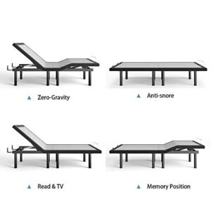 Furgle Adjustable Bed Base Frame Queen Ergonomic Adjustable Bed Base Double Motor Bed Frame with Massage, 2 USB Ports, Wireless Remote Control, Adjustable Mattress Retainer Bar