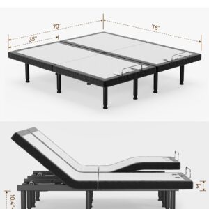 cebihy Adjustable Bed Frame, Adjustable Bed Base Split King for Stress Management, Zero Gravity Base, Head and Foot Incline with 3-Speed Massage, Anti-Snore, and Memory Pre-Sets(2pcs)