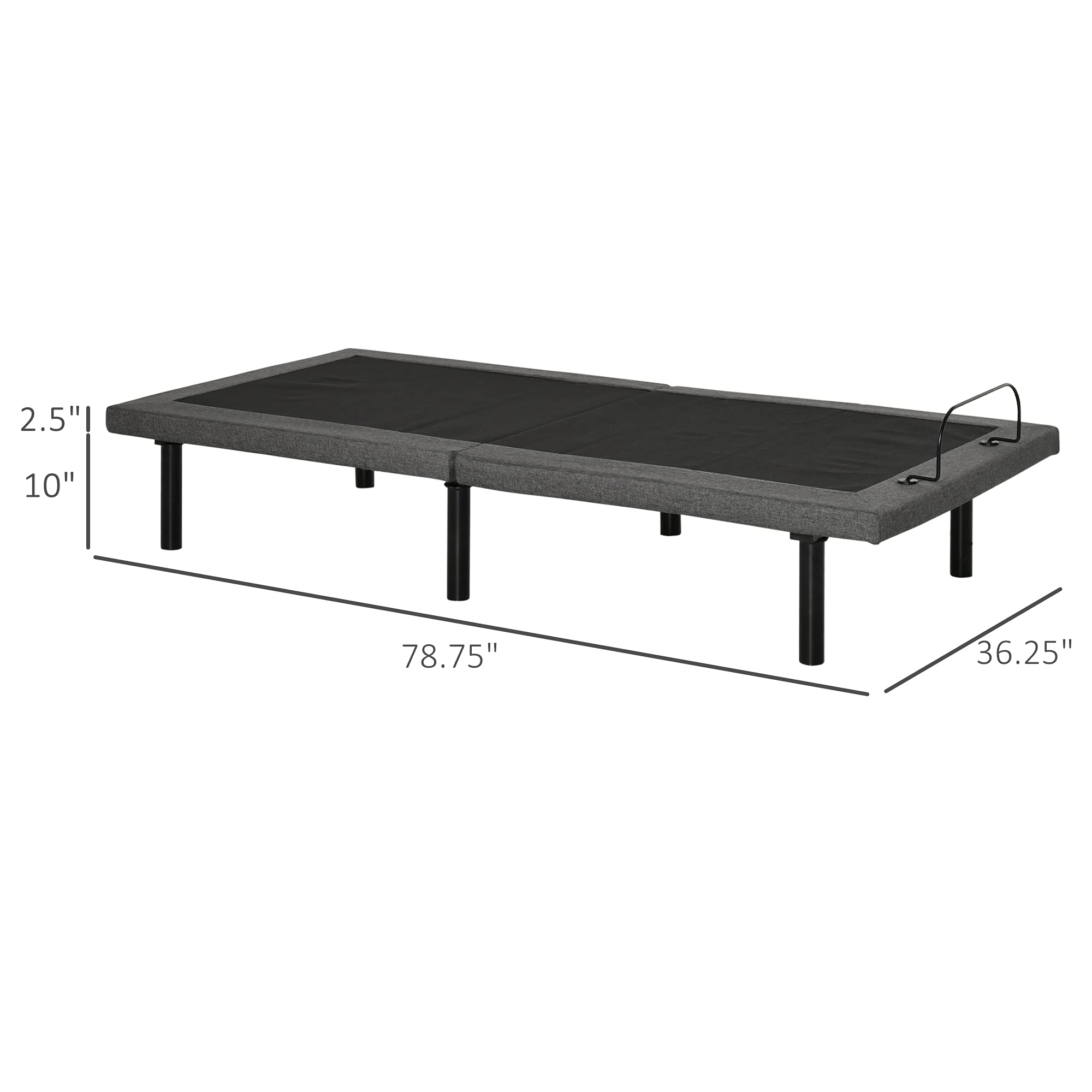 HOMCOM Twin XL Adjustable Bed Frame, Ergonomic Zero Gravity Power Bed Base with Head and Foot Incline, Memory, and Wireless Remote, Gray