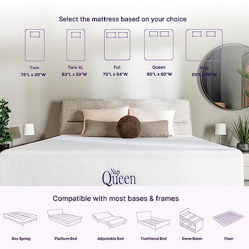 NapQueen Twin-XL Mattress, 12 Inch Charcoal Memory Foam Mattress, Twin-XL Bed Mattress in a Box, CertiPUR-US Certified, Medium Firm, Breathable Soft Fabric Cover