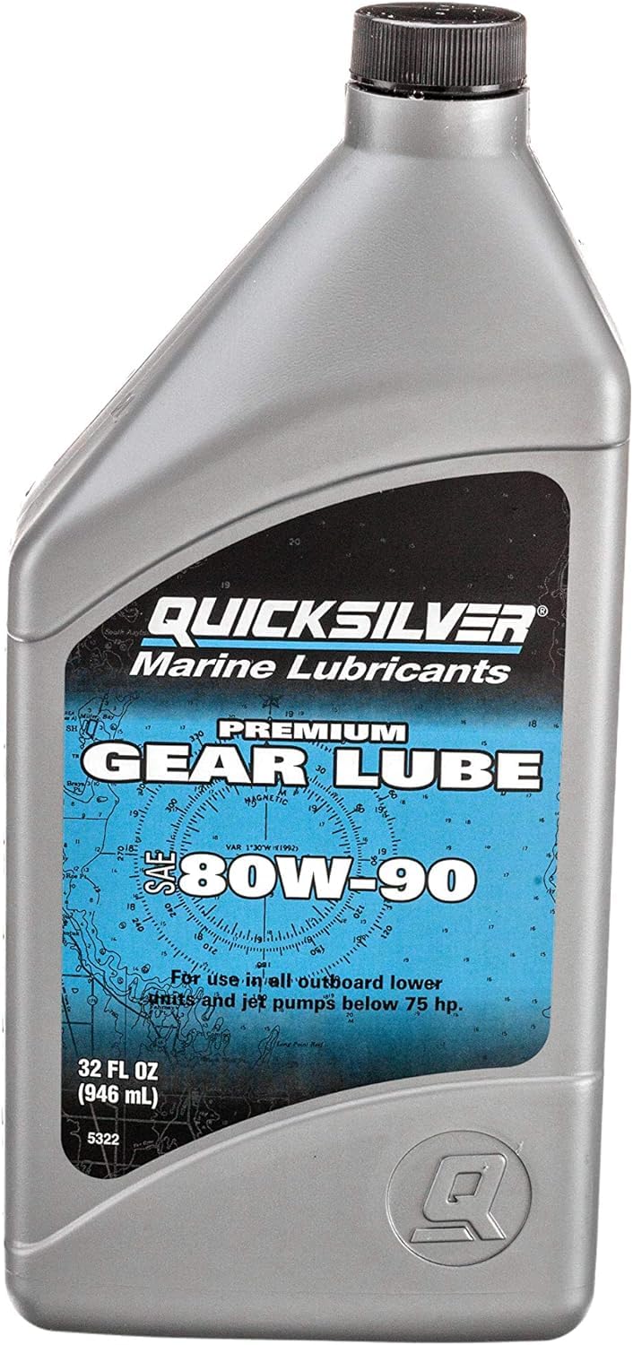 Quicksilver by Mercury Marine 80W-90 Premium Gear Lube, Marine Engine, 32 oz.