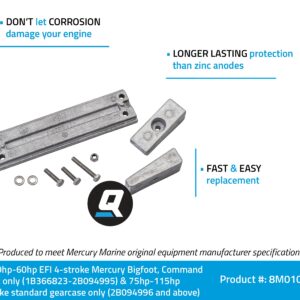 Quicksilver 8M0107546 Aluminum Anode Kit for Select Mercury 40-115 Hp Outboards