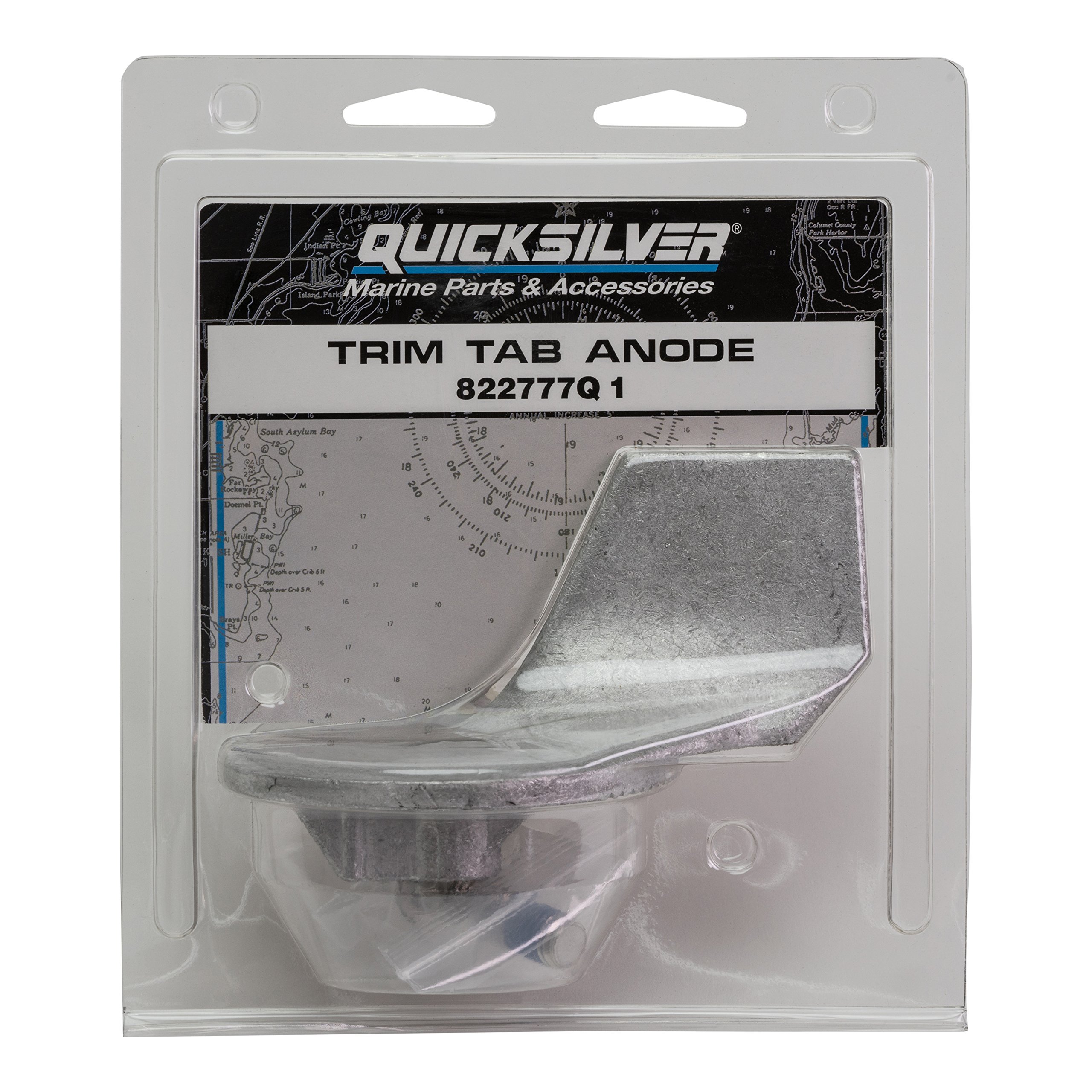 Quicksilver 822777Q1 Aluminum Trim Tab Anode for Mercury or Mariner Outboards and MerCruiser Stern Drives Using High Rake Propellers, Unspecified