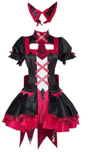 Poetic Walk Anime Womens Dress Kanochi Nite Kaku Rory Mercury Cosplay Costume (X-Large, Black&Red)