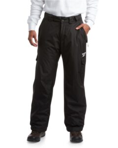 reebok men's snow pants - heavyweight waterproof snowboard pants with cargo pockets, snow gaiters - ski pants for men, m-xxl, size x-large, black