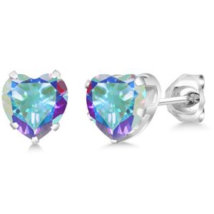 gem stone king 925 sterling silver 6mm heart shape gemstone birthstone stud earrings | heart earrings for women