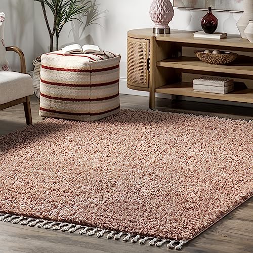 nuLOOM Neva Modern Tasseled Shag Area Rug, 8x11, Pink