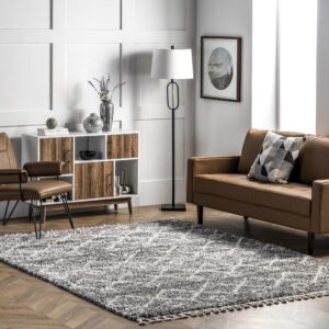 nuloom transitional kristi shag area rug, 5x8, grey