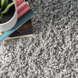 nuLOOM Kara Solid Shag Area Rug - 8x11 Shag Area Rug Casual Grey/Ivory Rugs for Living Room Bedroom Dining Room Nursery